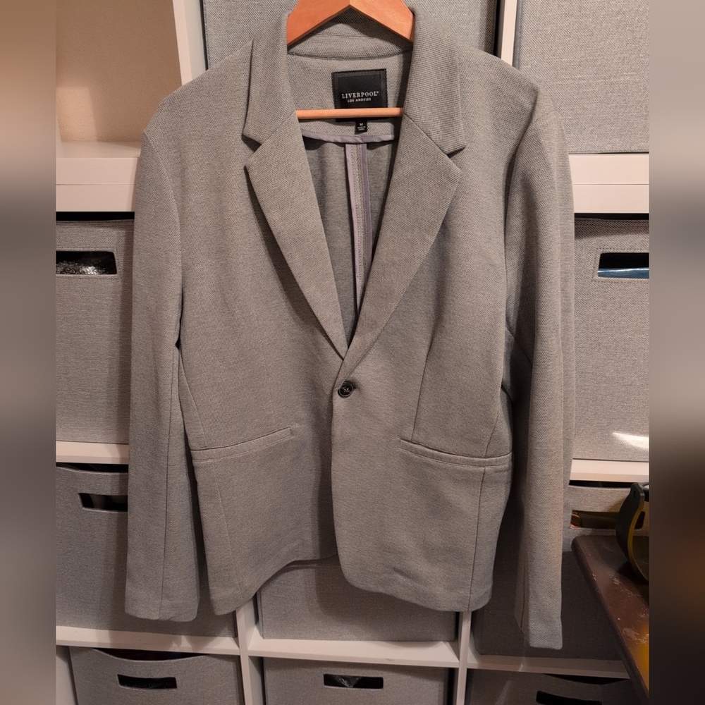 Liverpool Grey Twill One Button Boyfriend Blazer M